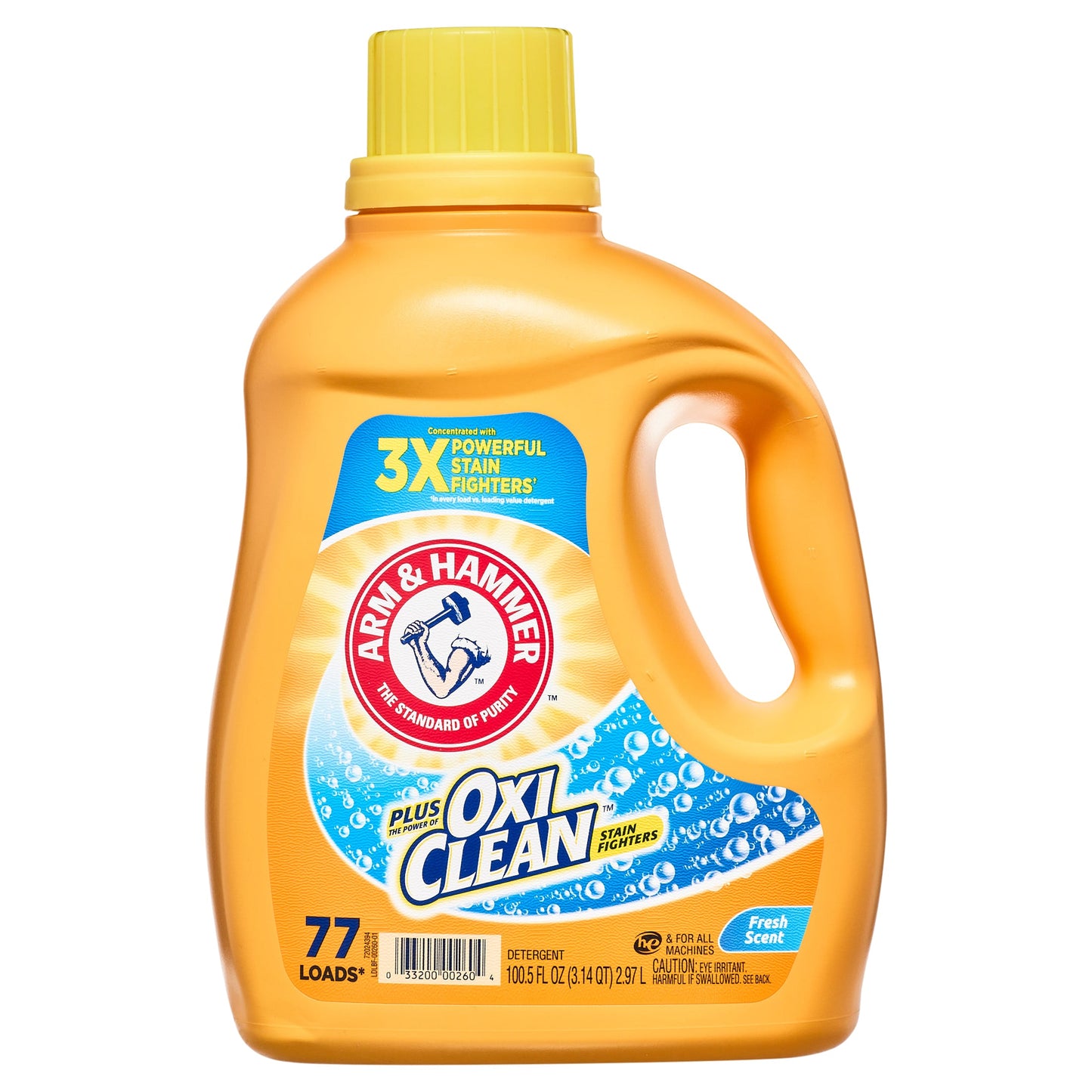 ARM & HAMMER Plus OxiClean Stain Fighters Liquid Laundry Detergent, Fresh Scent, 100.5 fl oz, 77 Loads